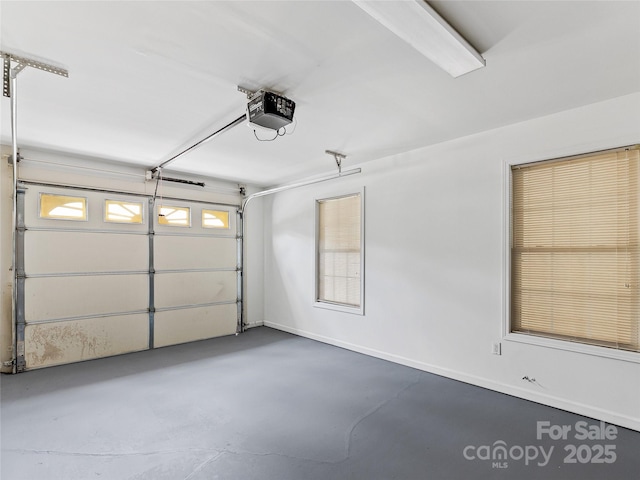 garage with a garage door opener