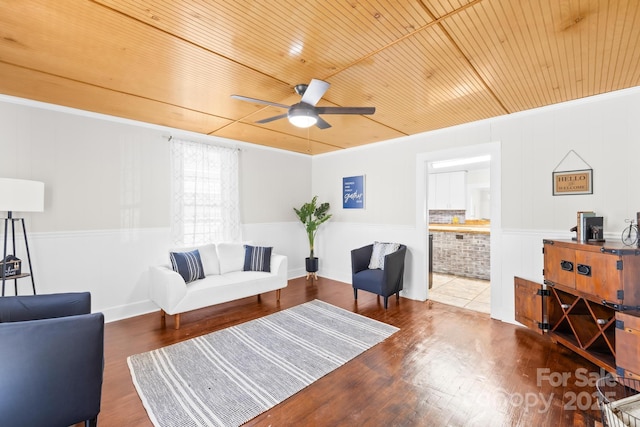406 S Gaston St, Dallas, NC 28034 - interior space with wood ceiling, wood finished floors, and ceiling fan