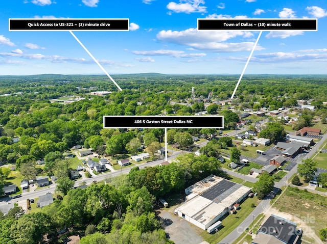 406 S Gaston St, Dallas, NC 28034 - drone / aerial view with a wooded view