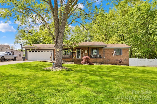 1279 Rocky Creek Rd, Shelby, NC 28152 - view of front of house with crawl space, concrete driveway, an attached garage, and brick siding