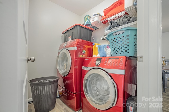 1125 Silvertrace Dr, Salisbury, NC 28144 - clothes washing area with laundry area, wood finished floors, and separate washer and dryer