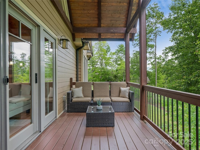 14 Sweet Gum Hl, Fletcher, NC 28732 - wooden deck featuring an outdoor hangout area