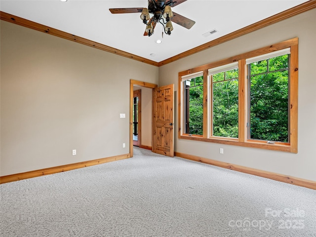 14 Sweet Gum Hl, Fletcher, NC 28732 - empty room with baseboards, carpet floors, crown molding, a ceiling fan, and recessed lighting