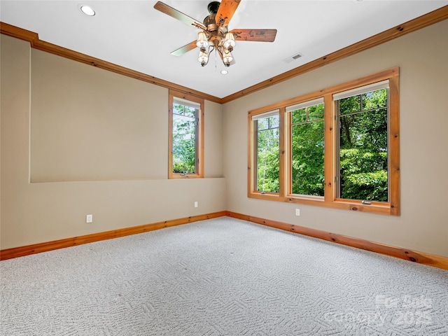 14 Sweet Gum Hl, Fletcher, NC 28732 - empty room featuring baseboards, crown molding, ceiling fan, recessed lighting, and carpet floors