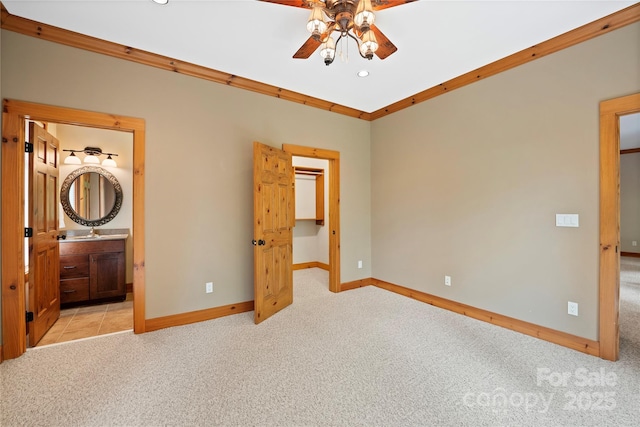 14 Sweet Gum Hl, Fletcher, NC 28732 - unfurnished bedroom featuring carpet, baseboards, recessed lighting, a spacious closet, and ensuite bath