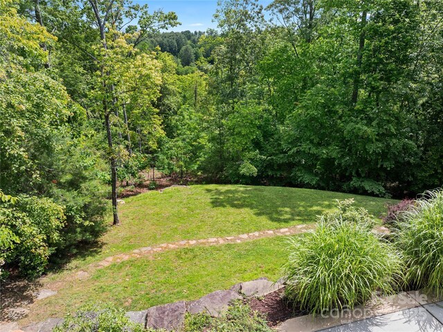 14 Sweet Gum Hl, Fletcher, NC 28732 - view of green lawn featuring a wooded view