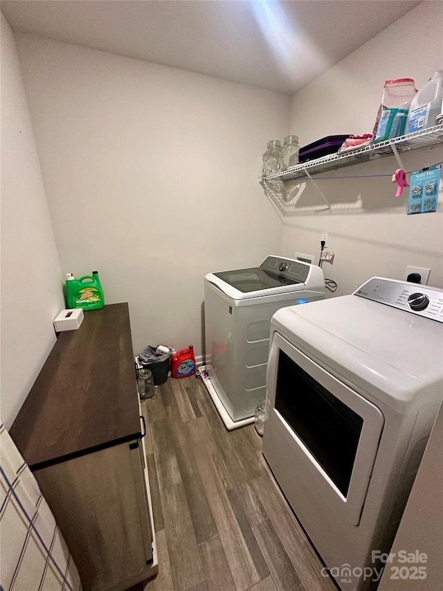 1070 Glenbriar Ct, Woodleaf, NC 27054 - washroom with wood finished floors, laundry area, and washing machine and dryer