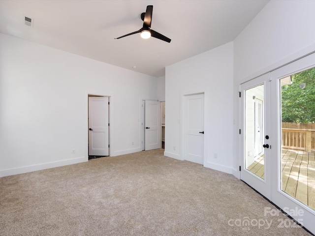 3007 W Blvd, Charlotte, NC 28208 - unfurnished bedroom featuring access to outside, carpet flooring, baseboards, and ceiling fan