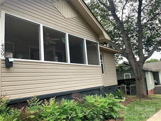 439 17th St, Cramerton, NC 28032 - view of side of property featuring crawl space and a sunroom