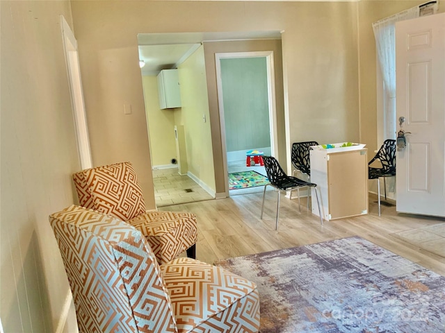 439 17th St, Cramerton, NC 28032 - living area featuring wood finished floors and baseboards