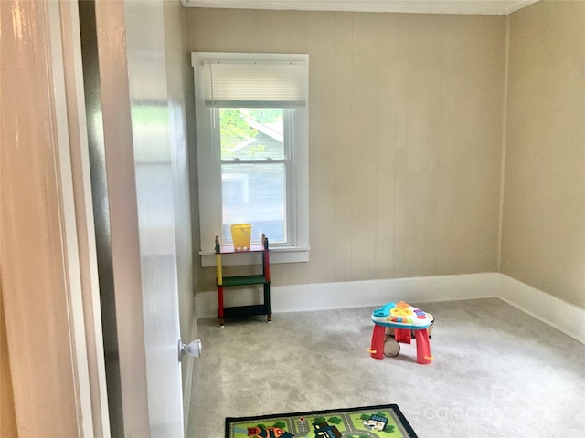 439 17th St, Cramerton, NC 28032 - game room with carpet flooring, wood walls, and baseboards