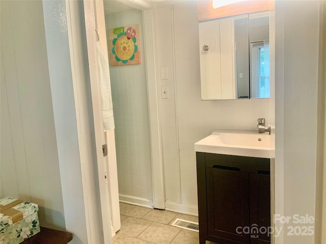 439 17th St, Cramerton, NC 28032 - bathroom featuring vanity and tile patterned flooring