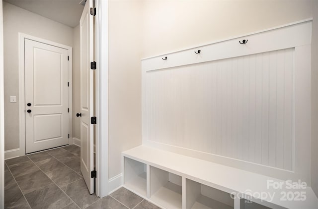 mudroom with baseboards