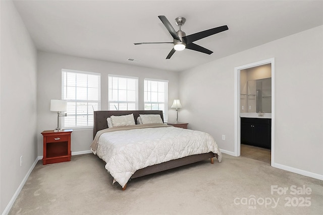 147 Morning Gap Pkwy, Fort Mill, SC 29715 - bedroom featuring visible vents, a ceiling fan, baseboards, and light carpet
