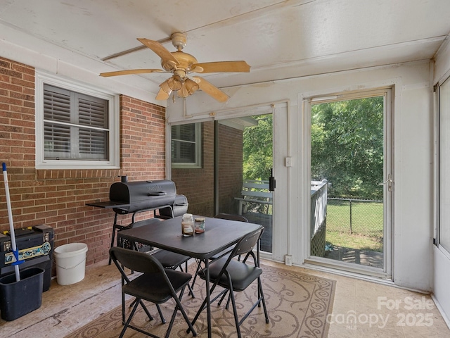 5159 Taxahaw Rd, Lancaster, SC 29720 - sunroom with outdoor dining space and ceiling fan