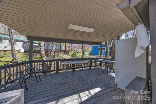 wooden deck with outdoor dining area