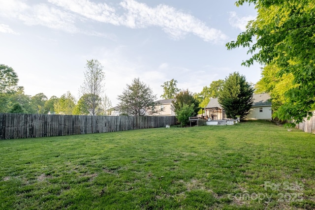 view of yard featuring a fenced backyard