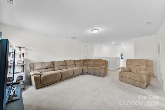 view of carpeted living area