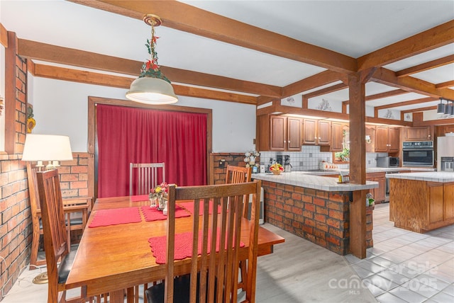 22 Waynewood Dr, Waynesville, NC 28786 - dining room with beamed ceiling