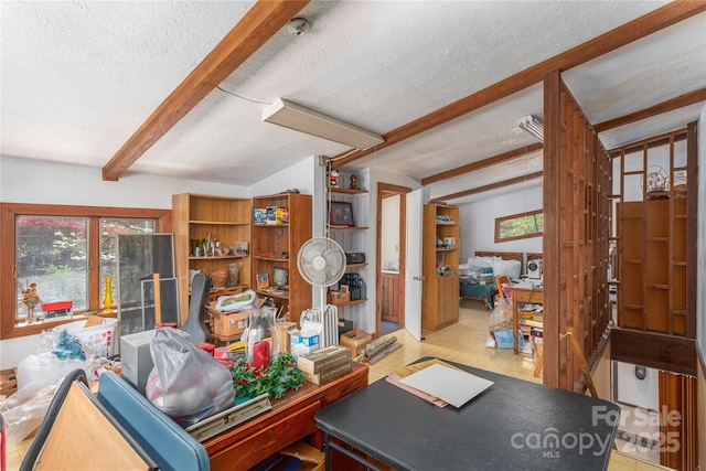 22 Waynewood Dr, Waynesville, NC 28786 - home office with a textured ceiling, plenty of natural light, and beamed ceiling