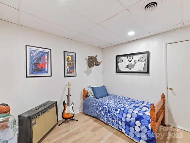 1278 Island Creek Dr, Troy, NC 27371 - bedroom with visible vents, wood finished floors, recessed lighting, and a drop ceiling