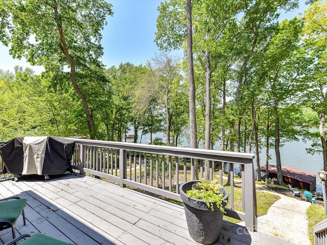 1278 Island Creek Dr, Troy, NC 27371 - deck with grilling area and a water view