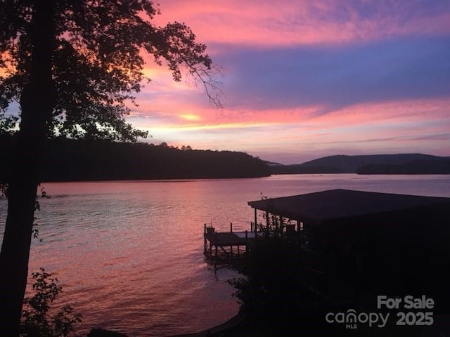 1278 Island Creek Dr, Troy, NC 27371 - water view with a dock and a mountain view
