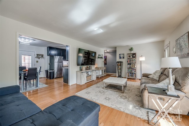 living area featuring light wood finished floors