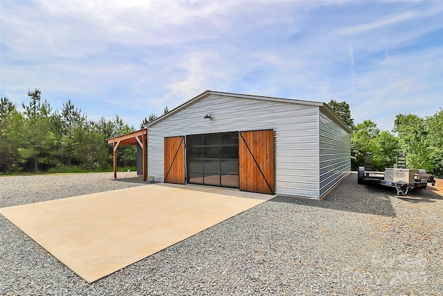 view of detached garage
