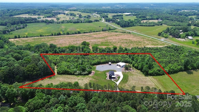 aerial view with a rural view