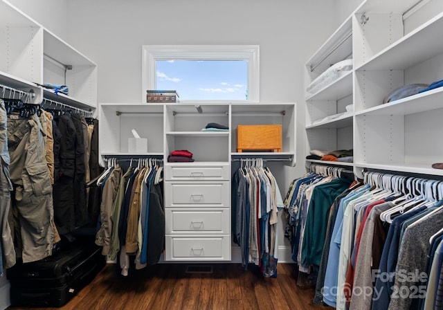 767 Pinnacle Dr, Iron Station, NC 28080 - walk in closet with dark wood-type flooring