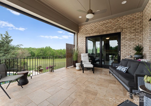 767 Pinnacle Dr, Iron Station, NC 28080 - view of patio / terrace with ceiling fan and outdoor lounge area
