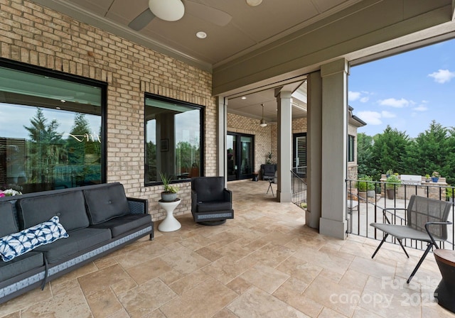 767 Pinnacle Dr, Iron Station, NC 28080 - view of patio with ceiling fan and an outdoor living space