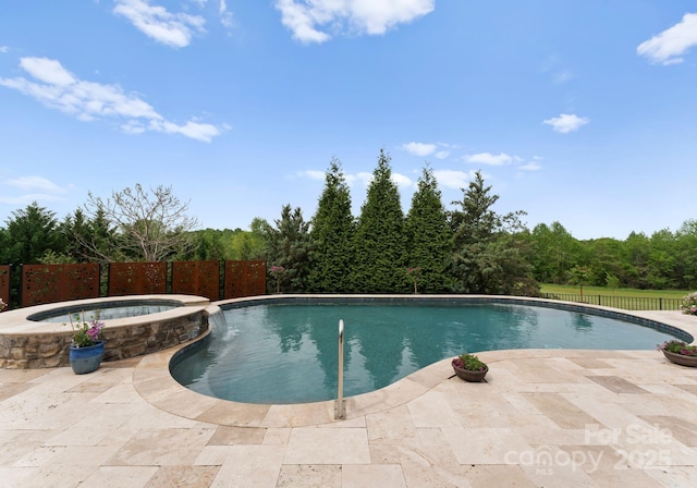 767 Pinnacle Dr, Iron Station, NC 28080 - view of swimming pool with a fenced backyard, a patio area, and a pool with connected hot tub