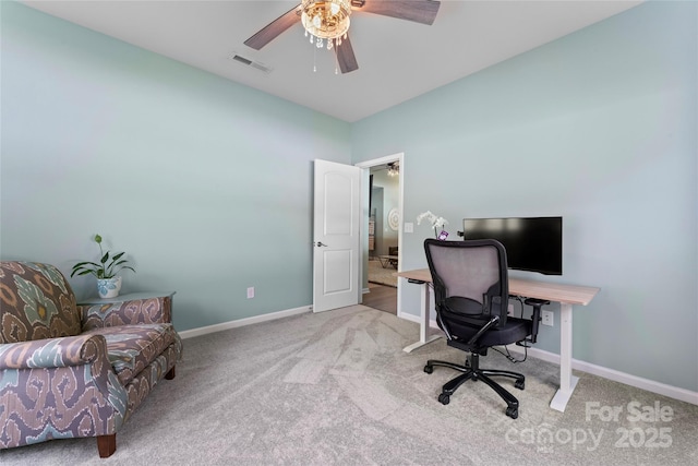 2124 Katie Alice Cir, Waxhaw, NC 28173 - carpeted home office featuring baseboards and a ceiling fan