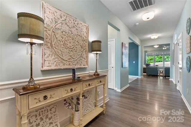 2124 Katie Alice Cir, Waxhaw, NC 28173 - corridor featuring dark wood-type flooring and baseboards