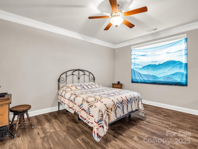 775 Summerfield Pl, Flat Rock, NC 28731 - bedroom with baseboards, wood finished floors, visible vents, and crown molding