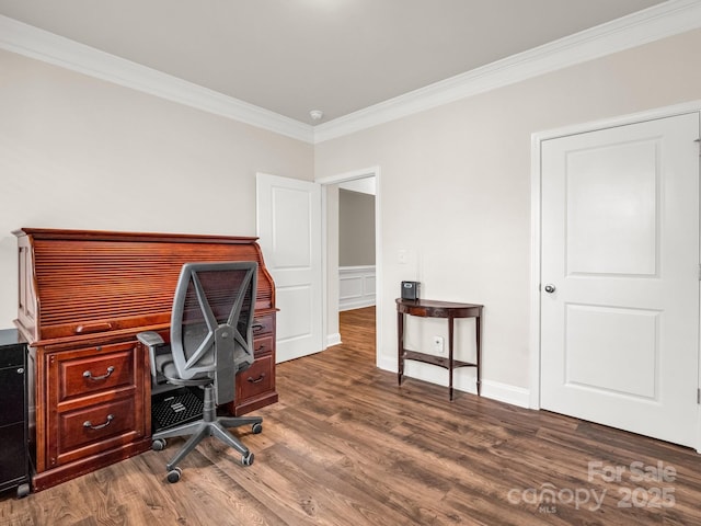 775 Summerfield Pl, Flat Rock, NC 28731 - office featuring dark wood finished floors and crown molding