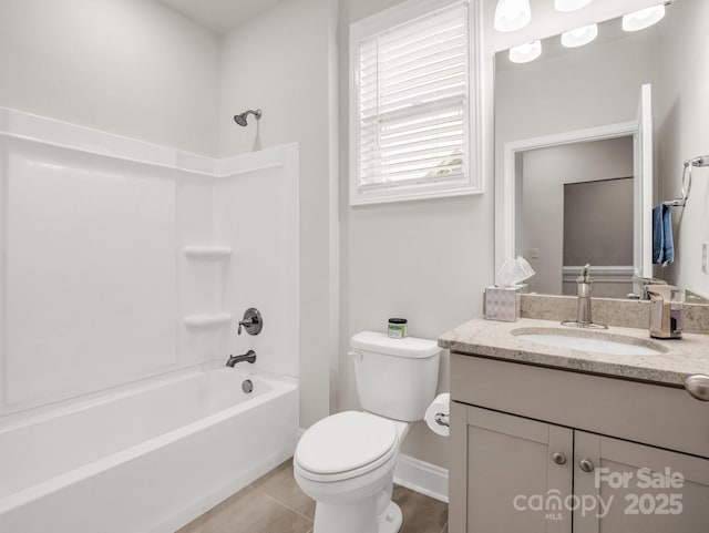 775 Summerfield Pl, Flat Rock, NC 28731 - full bath featuring tile patterned floors, toilet, vanity, baseboards, and shower / tub combination