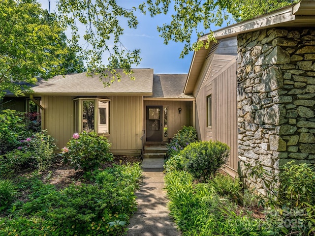3 Governors Dr, Asheville, NC 28804 - view of exterior entry with roof with shingles