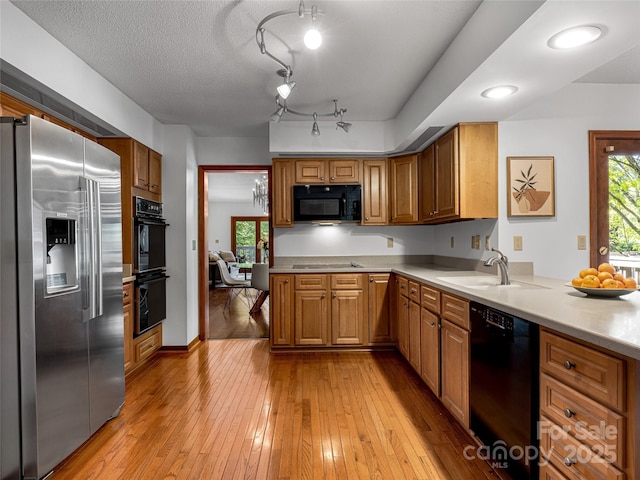 3 Governors Dr, Asheville, NC 28804 - kitchen with light wood finished floors, a sink, black appliances, and plenty of natural light