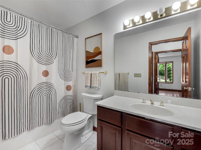 3 Governors Dr, Asheville, NC 28804 - bathroom with vanity, a textured ceiling, shower / bath combo with shower curtain, and toilet