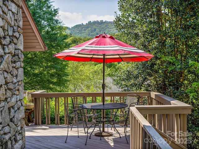 3 Governors Dr, Asheville, NC 28804 - wooden terrace with outdoor dining area
