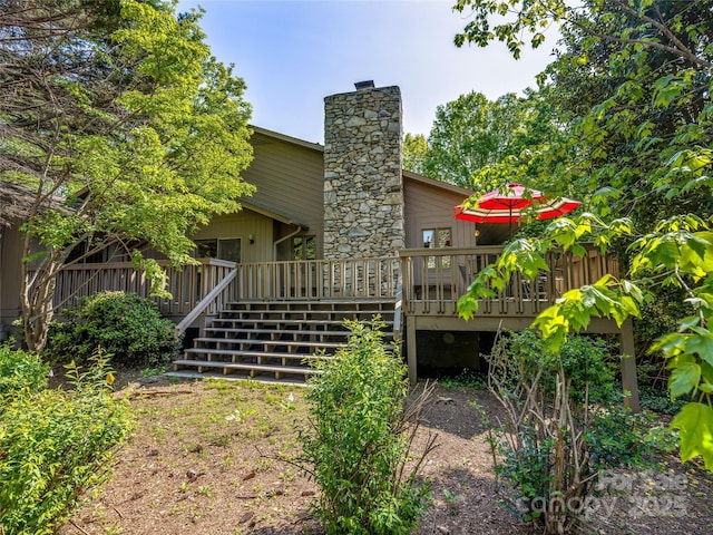 3 Governors Dr, Asheville, NC 28804 - back of property with a chimney and a deck