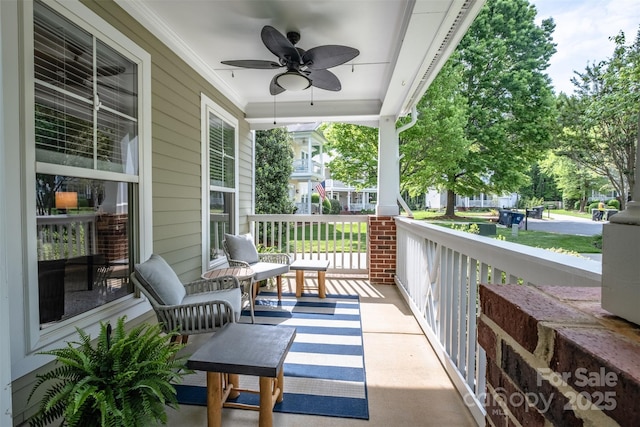7409 Gilderstern Glen Ct, Huntersville, NC 28078 - balcony with ceiling fan and a porch