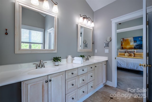 7409 Gilderstern Glen Ct, Huntersville, NC 28078 - bathroom with a sink, tile patterned flooring, ensuite bath, and double vanity