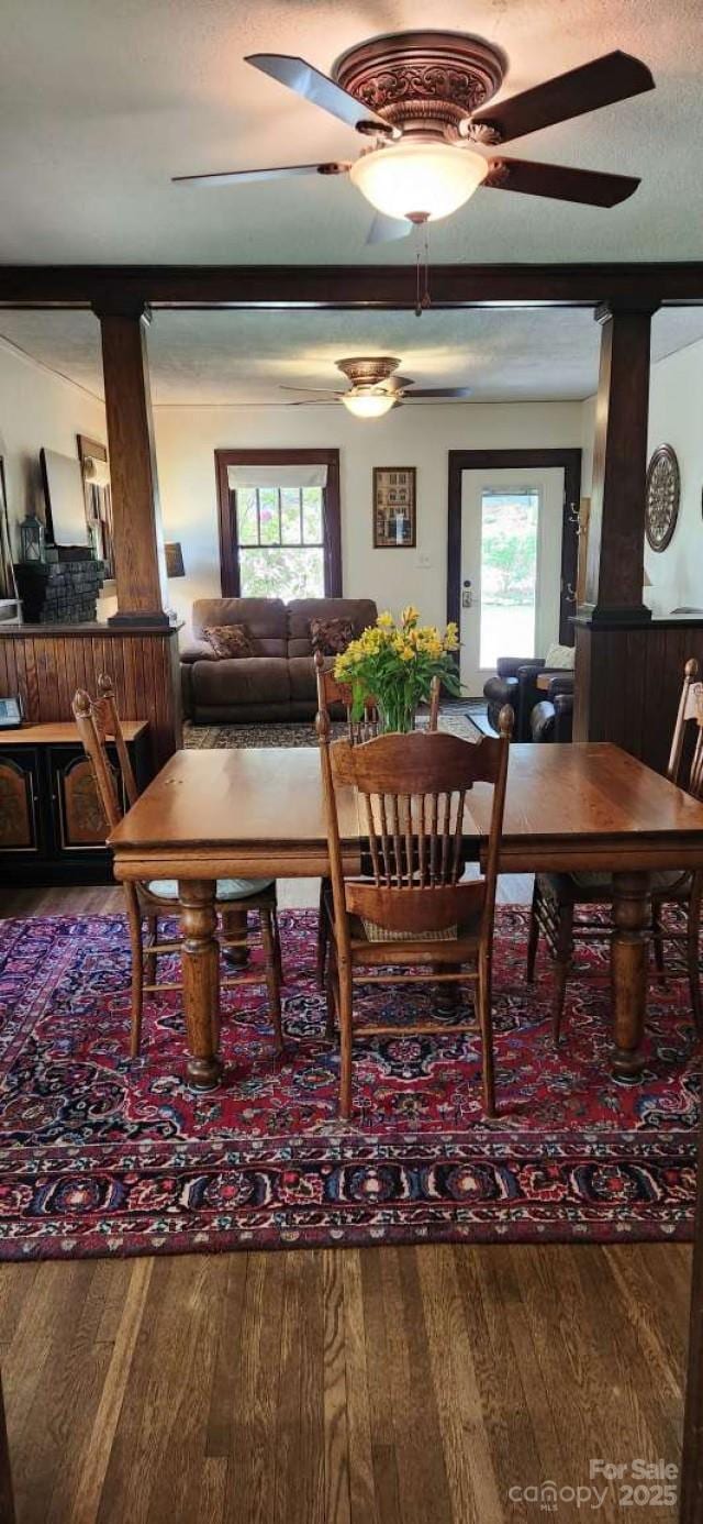 49 Euclid Blvd, Asheville, NC 28806 - dining area with wood finished floors, plenty of natural light, and a ceiling fan