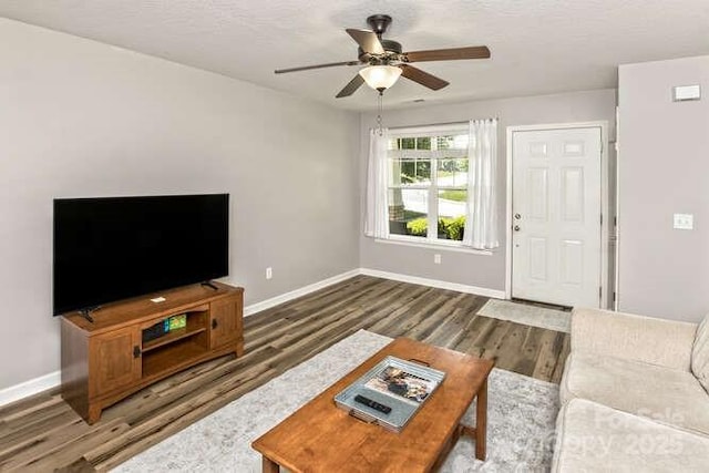 43 Sunny Meadows Blvd, Arden, NC 28704 - living room featuring baseboards, wood finished floors, and a ceiling fan