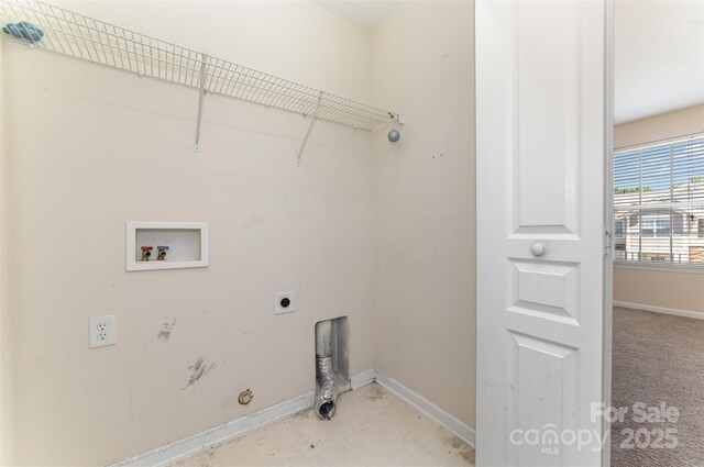 827 Gentlewinds Ct, Fort Mill, SC 29708 - clothes washing area with gas dryer hookup, hookup for an electric dryer, laundry area, baseboards, and hookup for a washing machine