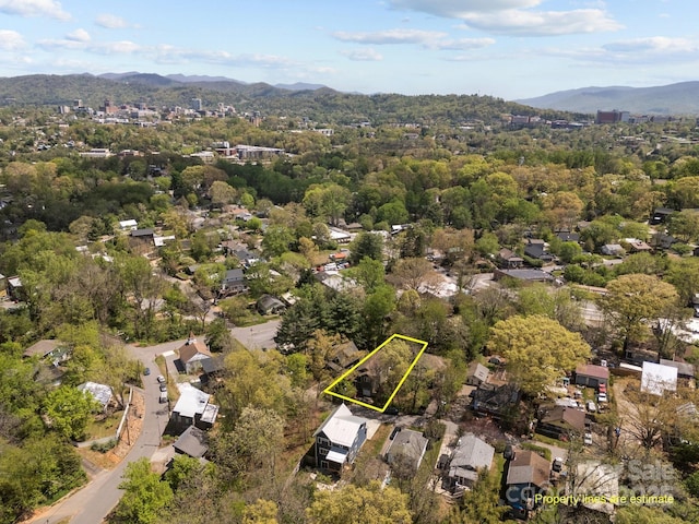 aerial view featuring a mountain view